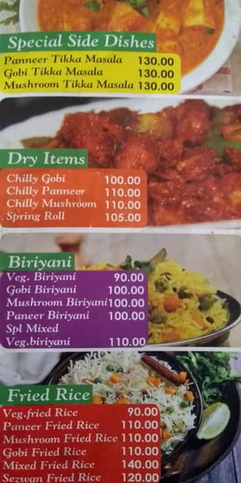 Hotel Sugantha Bhavan menu