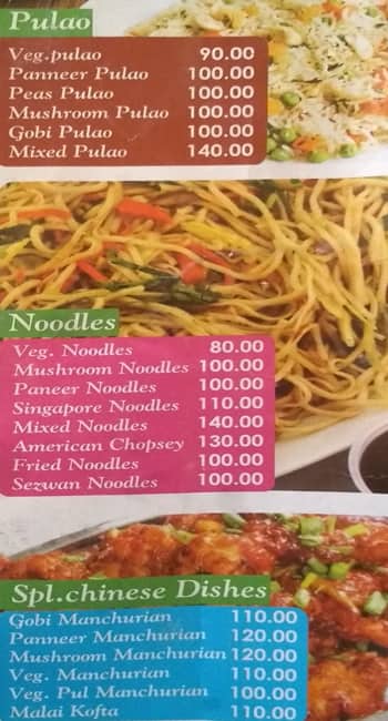 Hotel Sugantha Bhavan menu
