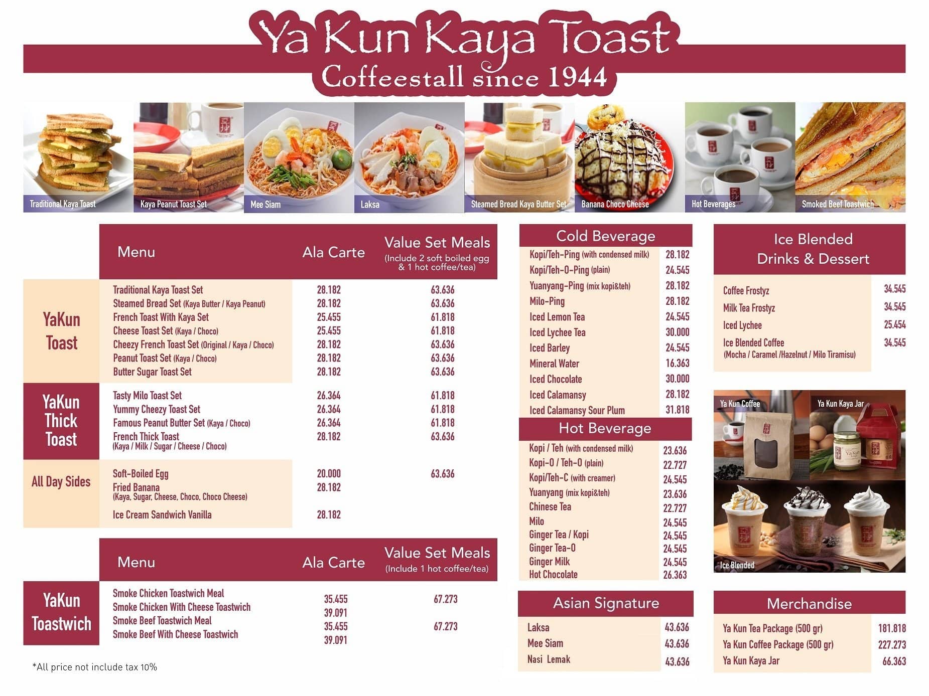 Ya Kun Kaya Toast Menu, Menu for Ya Kun Kaya Toast, Thamrin, Jakarta