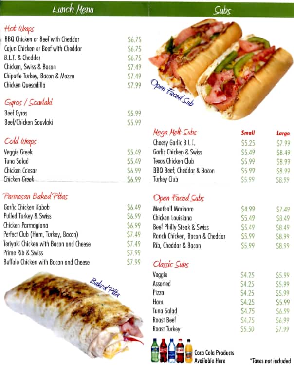 Abe's Subs and Wraps Menu Urbanspoon/Zomato