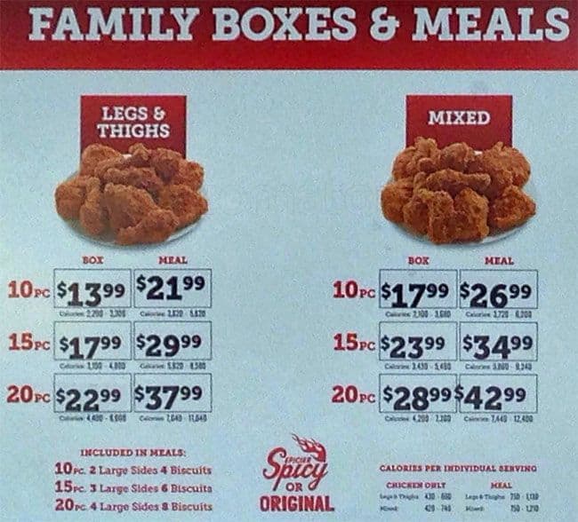 Menu at Church's Chicken fast food, Oakland, Bancroft Ave