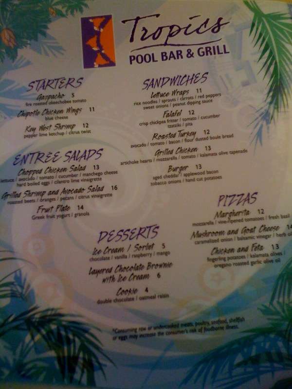 Tropic's Pool Bar & Grill Menu Urbanspoon/Zomato