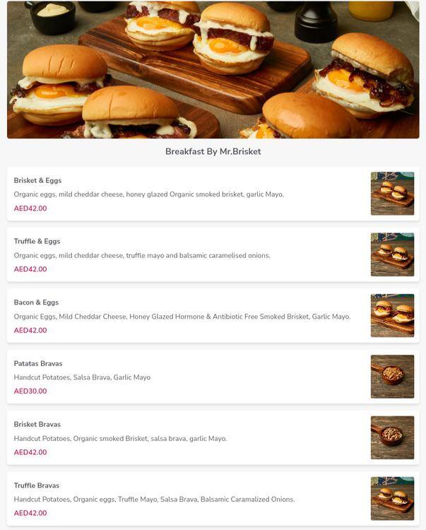 Menu of Mr. Brisket, Palm Jumeirah, Dubai