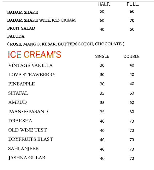 Menu of RK Foods, Panchavati, Nashik