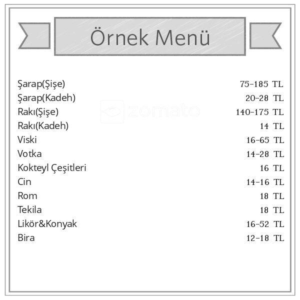 Menu at Nar Lokantası, Istanbul