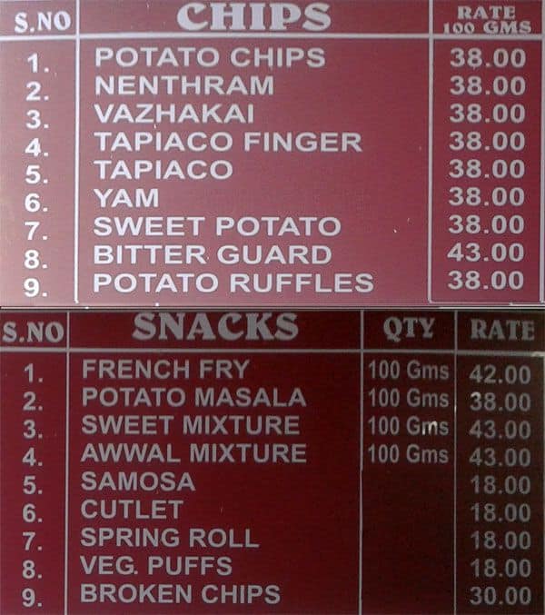 Hot Chips Menu, Menu for Hot Chips, Nungambakkam, Chennai Zomato