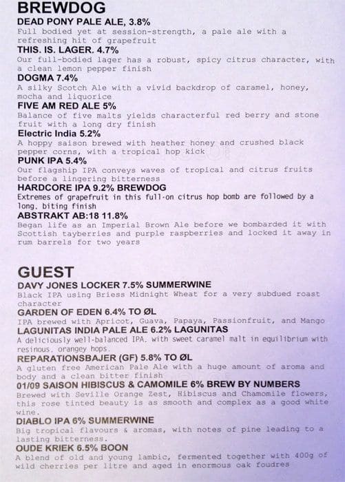 BrewDog Menu, Menu for BrewDog, Deansgate, Manchester Zomato UK