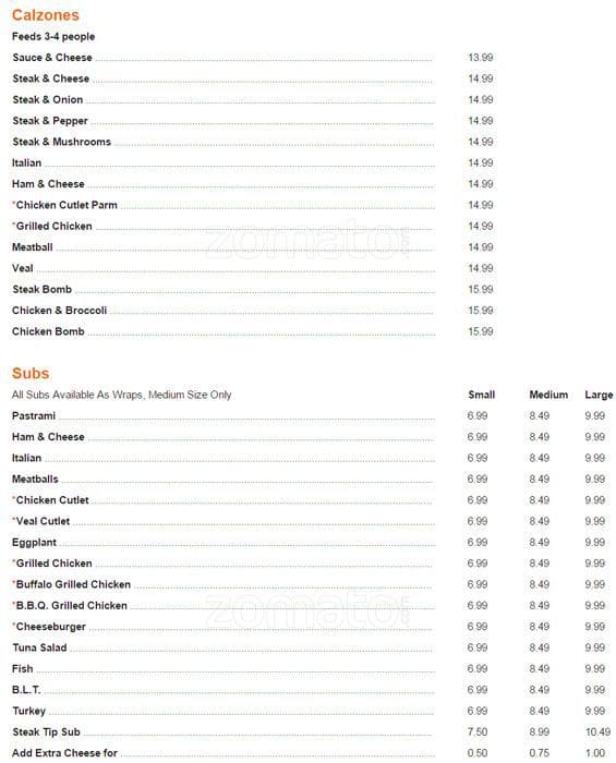 Carta de Stash's Pizza