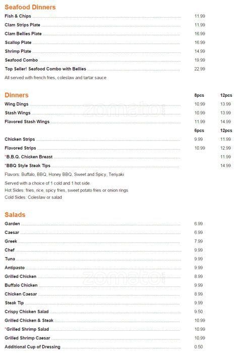 Carta de Stash's Pizza