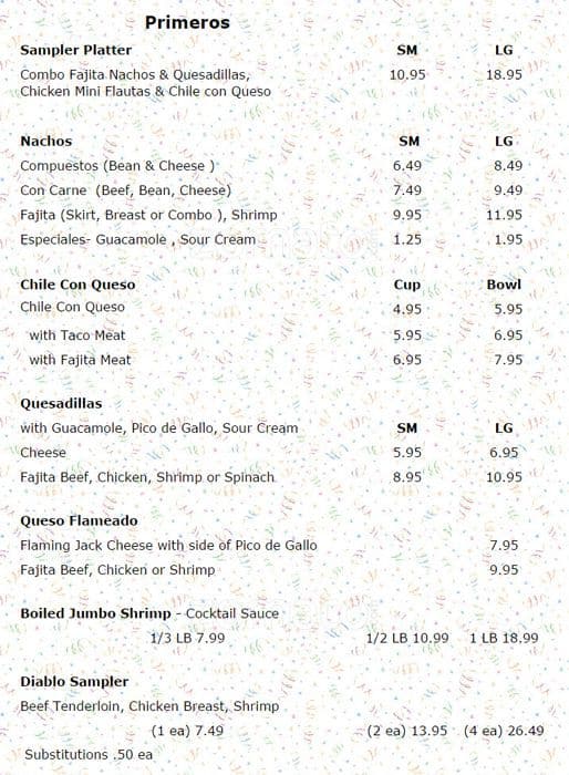 Menu at Fajita Flats restaurant, Houston, Fondren Rd