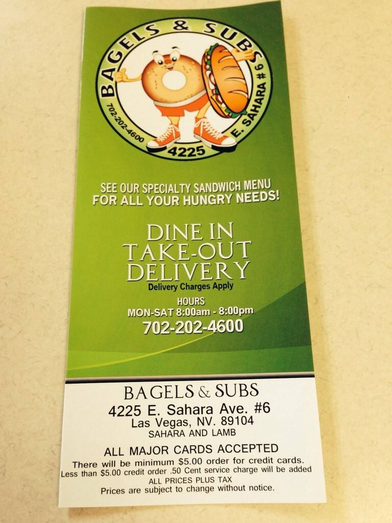 Bagels & Subs Menu, Menu for Bagels & Subs, Sunrise Manor, Las Vegas