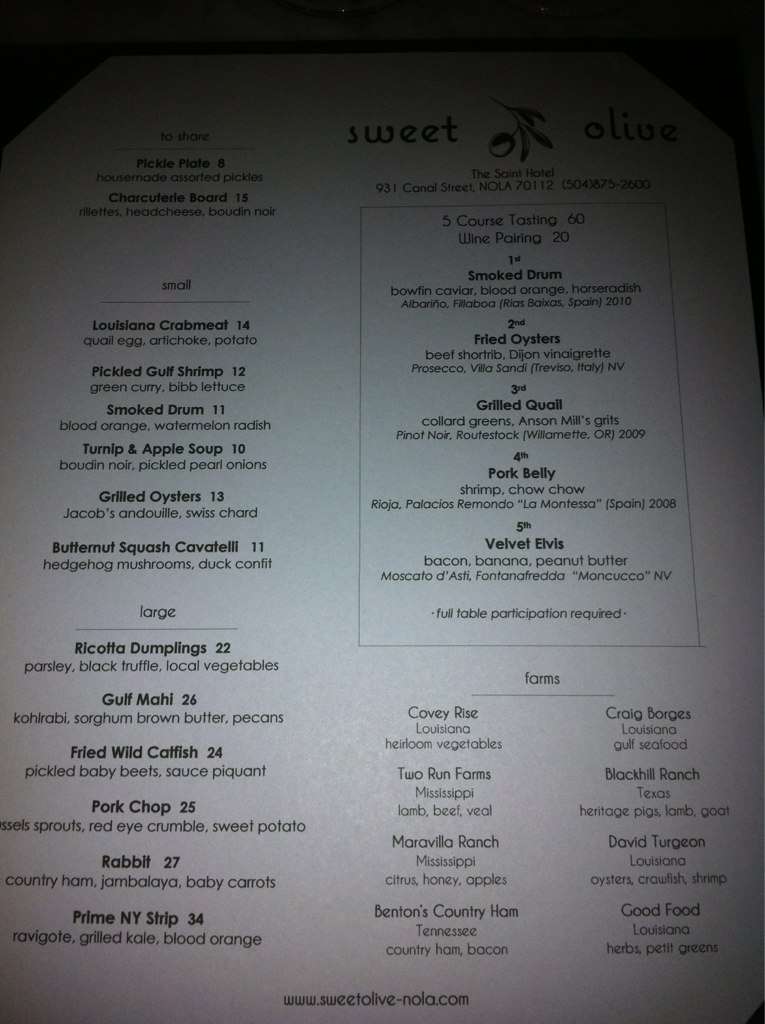 Sweet Olive Menu, Menu for Sweet Olive, Central Business District, New
