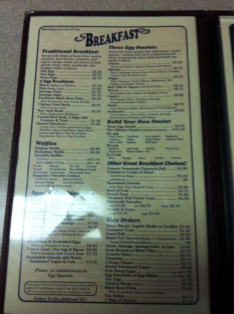 Menu at Dinner Bell Café cafe, Prescott