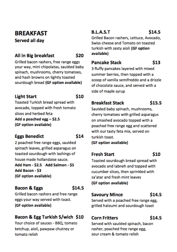 The Bean & Leaf Cafe Menu, Menu for The Bean & Leaf Cafe, Redland Bay