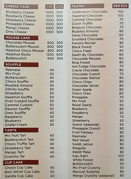 Menu of Tasty Bites, Jogeshwari, Mumbai