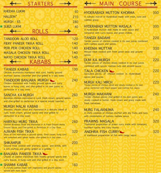 Hyderabad House Menu, Menu for Hyderabad House, Kailash Colony, New