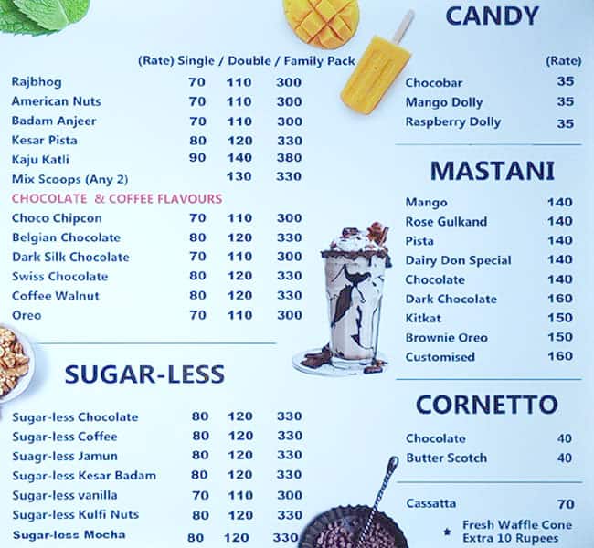 Dairy Don menu
