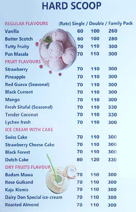 Dairy Don menu