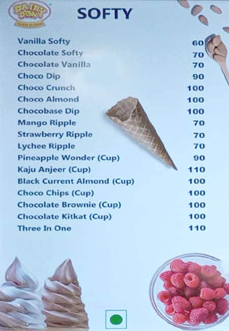Dairy Don menu