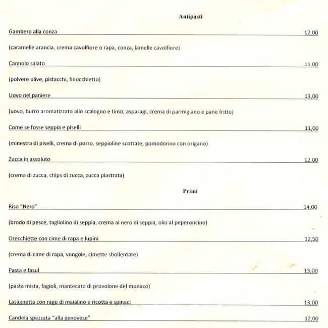 Menu di A Casa - Eatery 