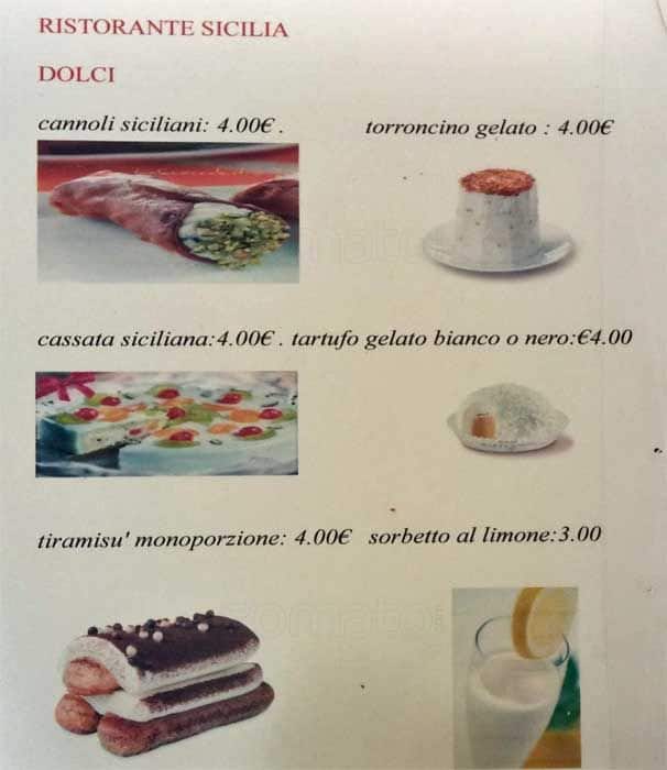 Menu di Hotel ristorante Sicilia (milano niguarda) 