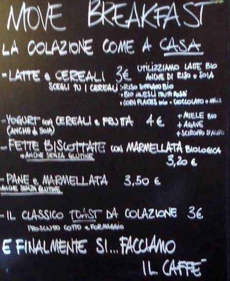 Menu di Move Natural Food 