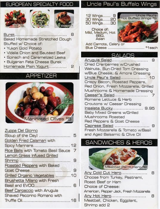 Uncle Paul's Pizza New York Menu Urbanspoon/Zomato