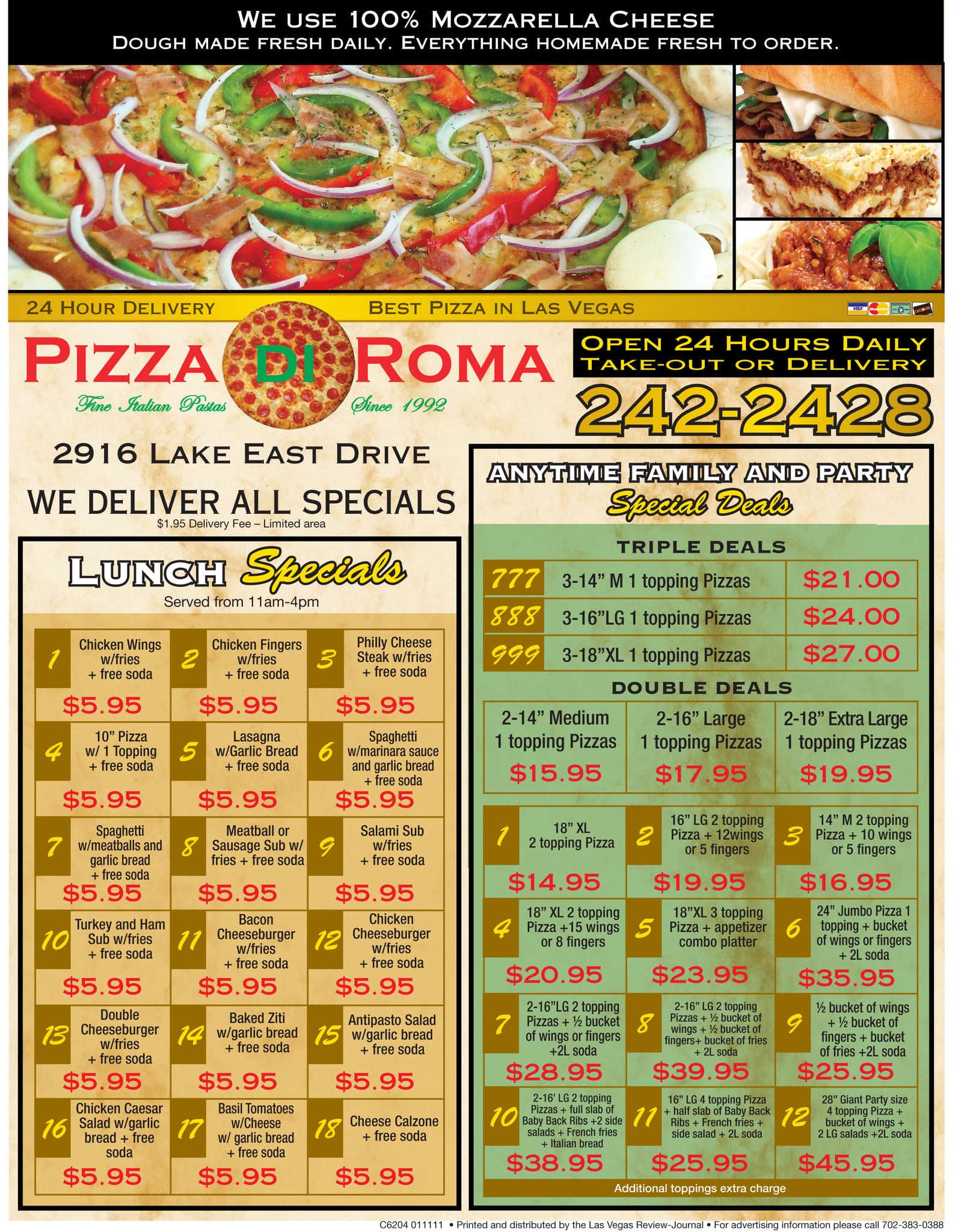 Pizza di roma Menu, Menu for Pizza di roma, The Lakes, Las Vegas ...