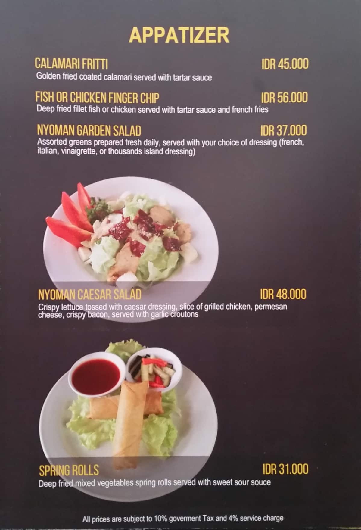 Warung Nyoman Menu, Menu for Warung Nyoman, Tanjung Benoa, Bali