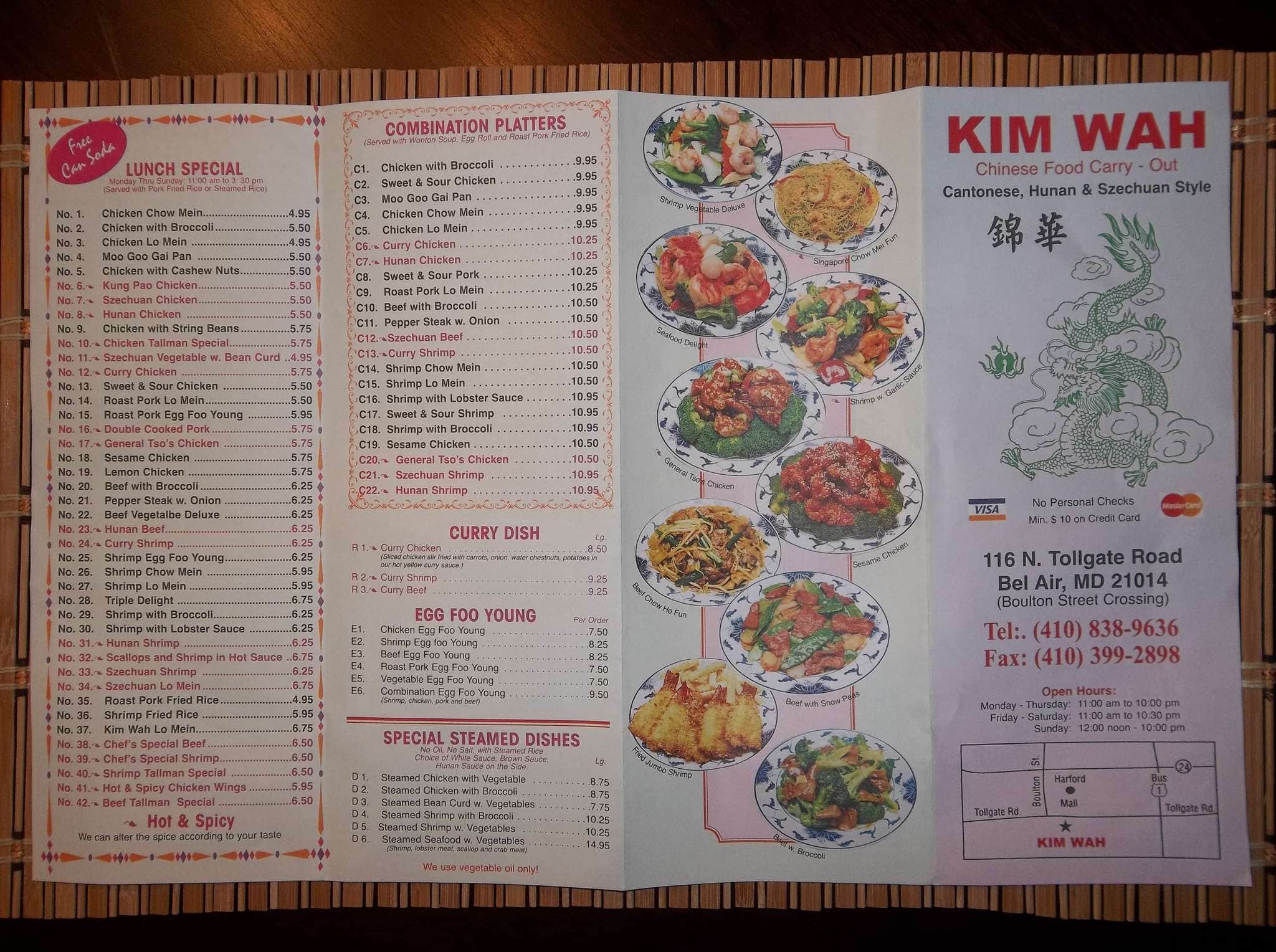Kim Wah Menu, Menu for Kim Wah, Bel Air, Harford County Urbanspoon/Zomato