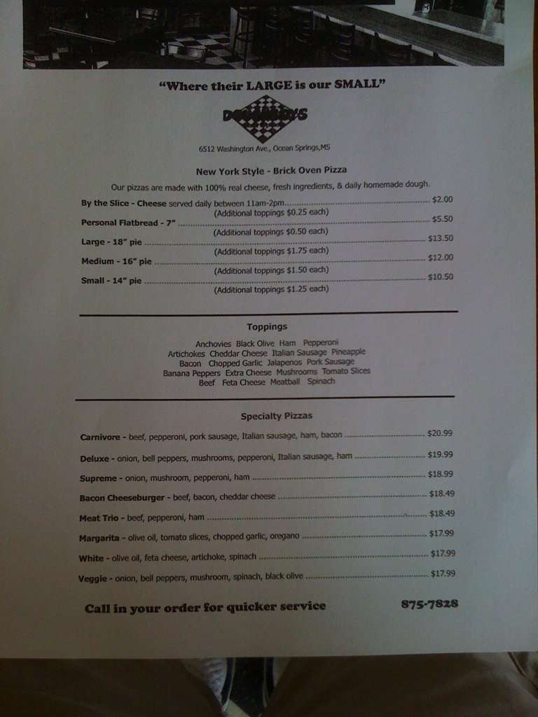 Doughboys Pizza & Poboys Menu Urbanspoon/Zomato