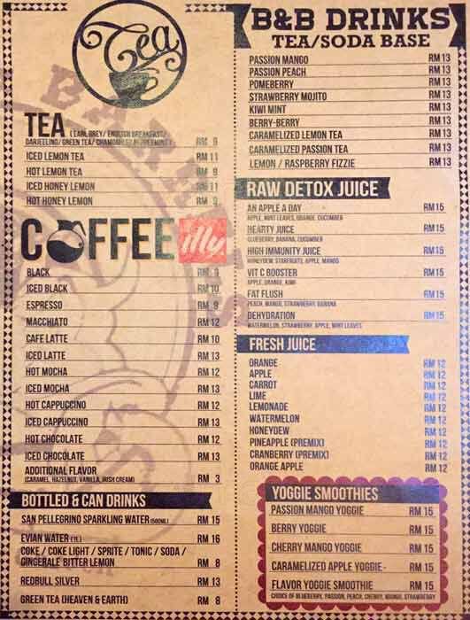 Bricks & Barrels Menu, Menu for Bricks & Barrels, Desa Sri Hartamas