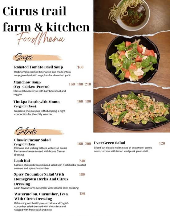 Menu of Citrus Trail Farm & Kitchen, Bommasandra, Bangalore