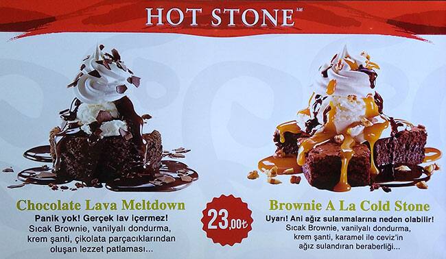 Cold Stone Creamery menu