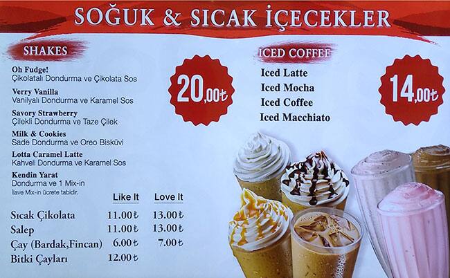 Cold Stone Creamery menu