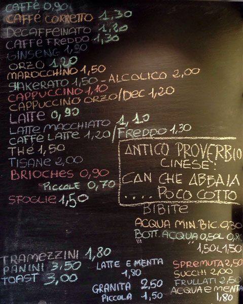 Menu di Bar Tabacchi - MyCaffe' 