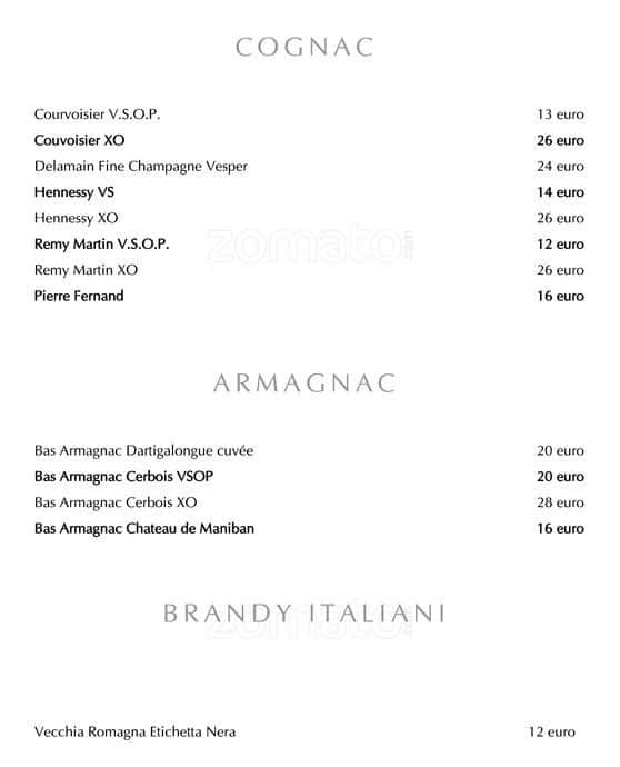 Menu de Massimo Riccioli