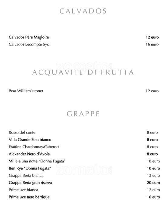 Menu de Massimo Riccioli