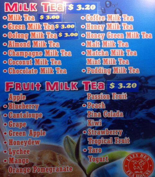 Menu at Lazy Den Tea House restaurant, Port Moody