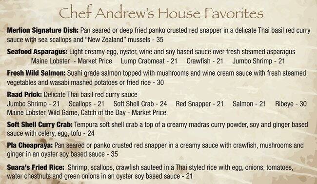 Merlion menu
