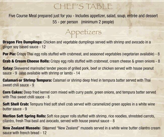 Merlion menu