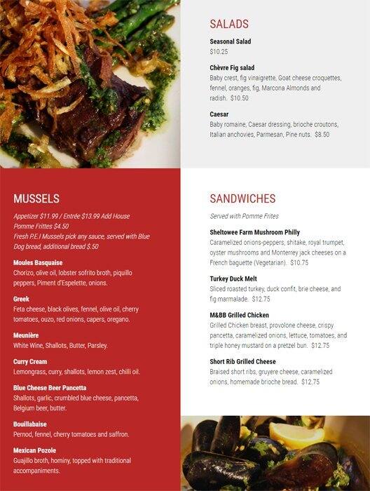 Menu at Mussel & Burger Bar, Louisville, Taylorsville Rd