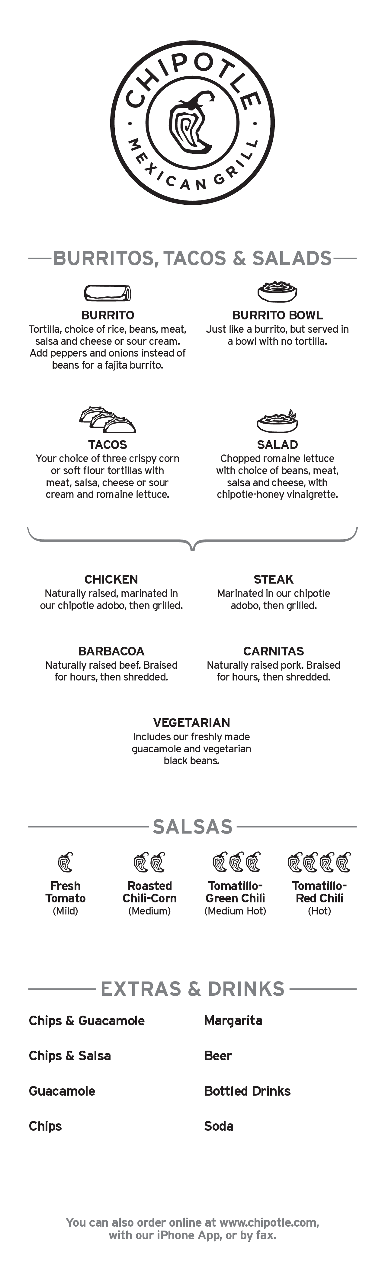 Carta de Chipotle Mexican Grill