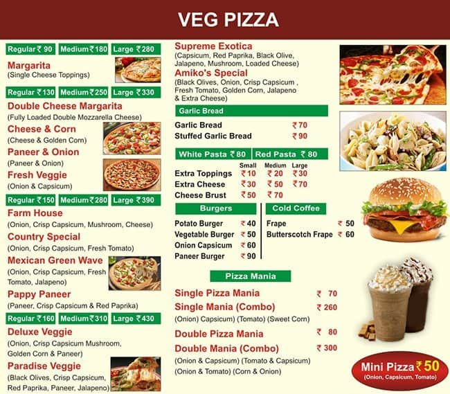 Amiko's Pizza Menu, Menu for Amiko's Pizza, Mukherjee Nagar, New Delhi ...