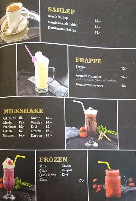 Menu at O2 CAFE & SHISHA, Istanbul