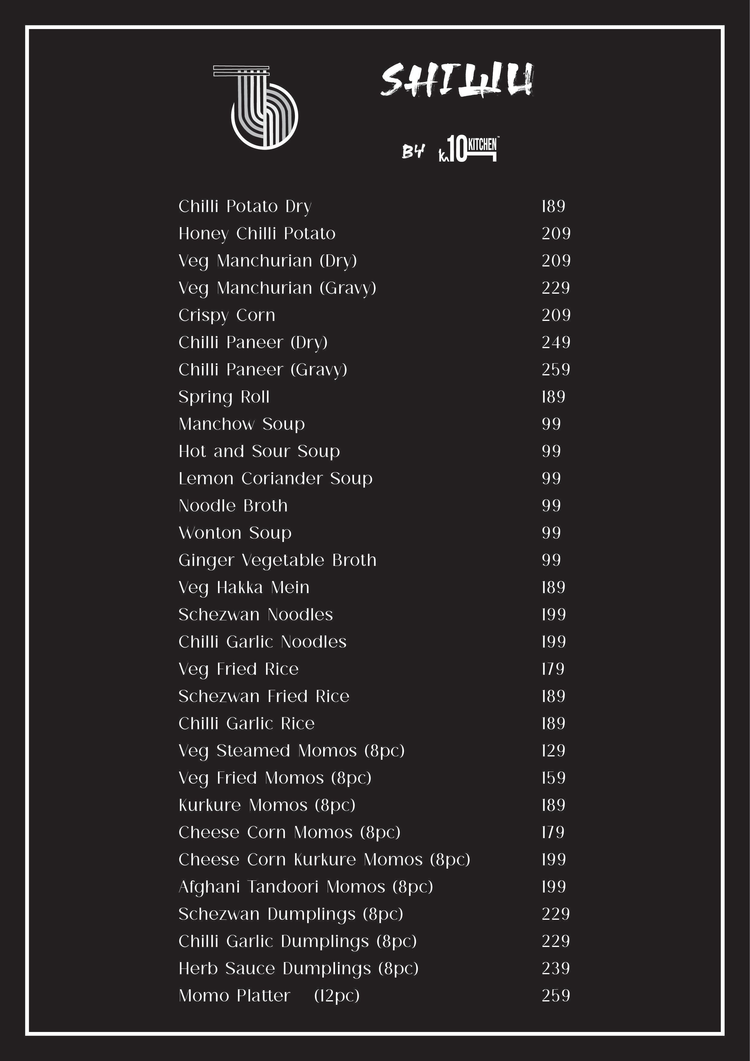 Menu of Shíwù by Ka10 Kitchen, Jawahar Nagar, Jaipur