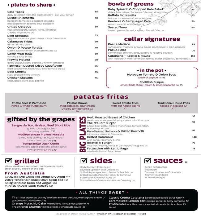 The Cellar Oryx Rotana Menu, Menu for The Cellar Oryx Rotana, Umm