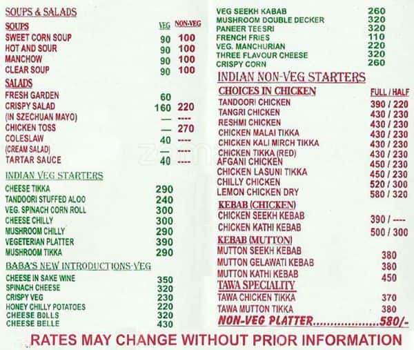 Baba Chicken Menu, Menu for Baba Chicken, Model Town, Ludhiana Zomato
