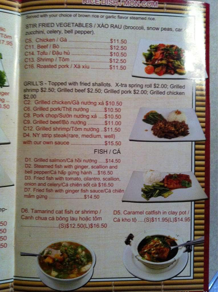 Menu at Noodle Saigon restaurant, North Naples