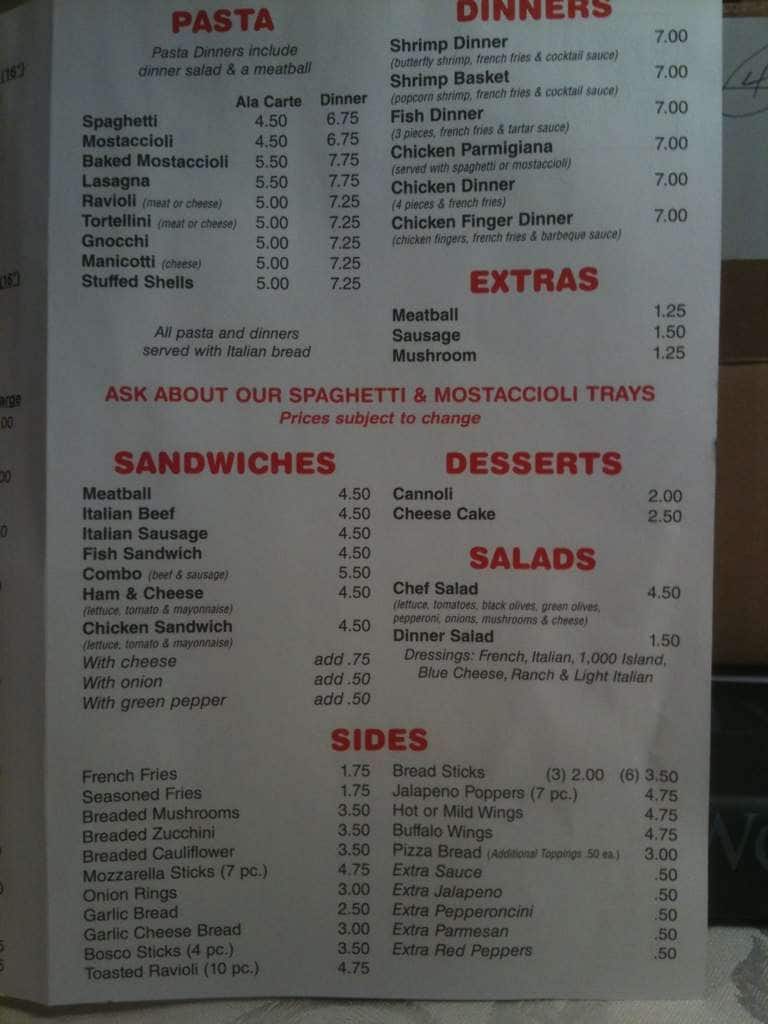 Menu at Anna's PIzza pizzeria, Loves Park, Harlem Rd
